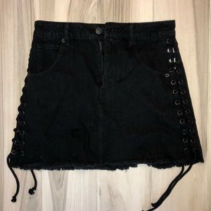 forever 21 black denim skirt